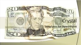  Presentation with 20 dollar bill - Slides with crumpled twenty dollars bill isolated background and a soft green colored foreground