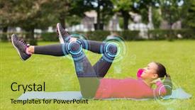  Presentation with woman sport - Cool new PPT layouts with crunch - fitness sport training park backdrop and a yellow colored foreground