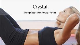  Presentation with children doing kids gym - PPT theme having crunch - side view of sporty young background and a white colored foreground