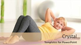  Presentation with training - Colorful presentation enhanced with crunch - sporty mature woman training backdrop and a lemonade colored foreground