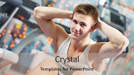  Presentation with abdominal - Slide set having crunch muscles exercises during training background and a  colored foreground