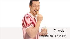  Presentation with cookie - Slides enhanced with crunchy - young guy eating a cookie background and a lemonade colored foreground