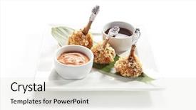  Presentation with main course - Theme enhanced with crunchy nuggets made of poultry background and a light gray colored foreground