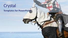  Presentation with king - Amazing PPT theme having crusade - king templar - cavalier backdrop and a light blue colored foreground