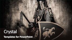  Presentation with weapon - Cool new PPT theme with crusade - medieval knight with weapon backdrop and a wine colored foreground