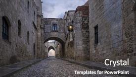  Presentation with knights - Theme having crusade - streets of the knights background and a dark gray colored foreground