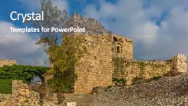  Presentation with castle - PPT layouts enhanced with crusader castle byblos jbeil lebanon background and a teal colored foreground