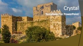 Presentation with middle east - Beautiful presentation theme featuring crusader castle byblos jbeil backdrop and a seafoam green colored foreground