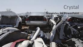  Presentation with cars - PPT theme having crushed and damaged cars background and a light blue colored foreground