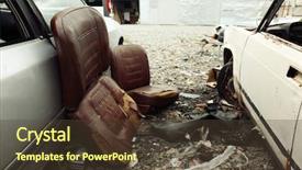  Presentation with gm cars - Slides featuring crushed cars on salvage yard background and a tawny brown colored foreground
