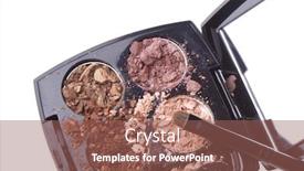  Presentation with brush - Presentation design having crushed-compact-eyeshadows-with-brush background and a violet colored foreground