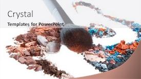  Presentation with brush - Theme consisting of crushed-eyeshadows-mixed-with-brush background and a light gray colored foreground