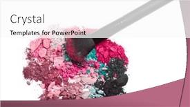  Presentation with brush - Amazing presentation design having crushed eyeshadows with brush isolated on white background backdrop and a white colored foreground