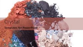  Presentation with brush - Slides enhanced with crushed-eyeshadows-with-brush-isolated background and a red colored foreground