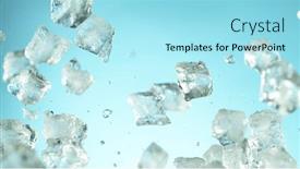  Presentation with puzzly pieces flying in - Colorful PPT layouts enhanced with crushed-ice-explosion-on-blue backdrop and a arctic colored foreground
