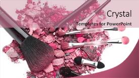  Presentation with instruction set - Presentation featuring crushed pinkish eyeshadows with set background and a coral colored foreground