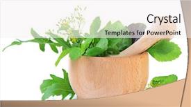  Presentation with mortar - Colorful slide deck enhanced with crusher plant - fresh herbs in mortar isolated backdrop and a  colored foreground