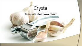 Presentation with frames isolated on white brown - Presentation with crusher plant - garlic and garlic press isolated background and a white colored foreground