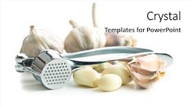  Presentation with garlic - Beautiful presentation design featuring crusher plant - garlic and garlic press isolated backdrop and a white colored foreground