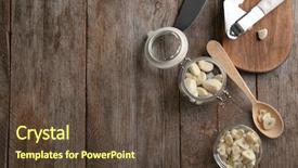  Presentation with kitchen utensils - PPT theme featuring crusher plant - garlic and kitchen utensils background and a tawny brown colored foreground