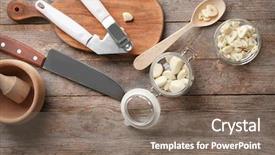  Presentation with kitchen utensils - Cool new presentation with crusher plant - garlic and kitchen utensils backdrop and a violet colored foreground
