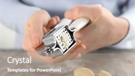  Presentation with crushing - Amazing slides having crusher plant - woman crushing garlic with press backdrop and a coral colored foreground