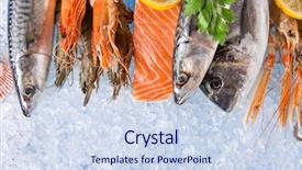  Presentation with crushing - Presentation theme with crushing - fresh seafood on crushed ice background and a sky blue colored foreground