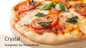  Presentation with cutting board - Slides enhanced with crust - delicious and beautiful margarita pizza background and a  colored foreground