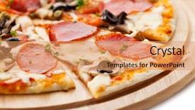  Presentation with mushrooms - Beautiful theme featuring crust - pizza made with salami mozzarella backdrop and a coral colored foreground