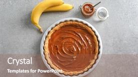  Presentation with banana cake - Cool new PPT theme with crust with toffee for delicious backdrop and a coral colored foreground