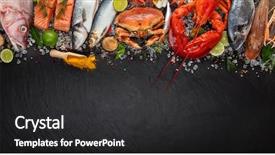  Presentation with salmon fish - Slides having crustacean - whole lobster with seafood crab background and a dark gray colored foreground