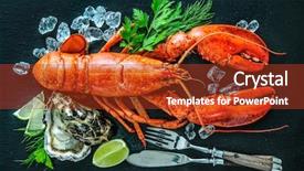  Presentation with crustacean - Slides with crustacean seafood with fresh lobster background and a tawny brown colored foreground