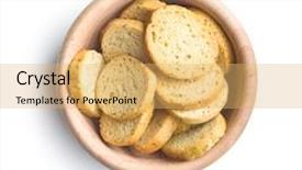  Presentation with gluten free bread on wooden - Slides featuring crusty bread bruschetta in wooden background and a yellow colored foreground