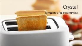  Presentation with close up puff pastry - Amazing PPT theme having crusty toasts in the toaster backdrop and a  colored foreground