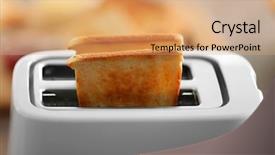  Presentation with close up of bartender - Slide set consisting of crusty toasts in the toaster background and a  colored foreground