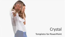  Presentation with blue eyes technology eye scan - Slide set enhanced with child fearful - brunette hispanic girl covering eyes background and a white colored foreground