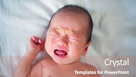  Presentation with crying baby - Slides having crying and screaming because hungry background and a coral colored foreground
