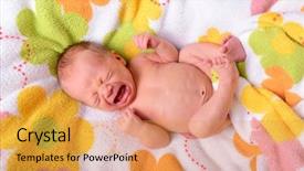  Presentation with crying baby - Presentation theme enhanced with crying and screaming newborn baby background and a gold colored foreground