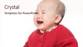  Presentation with baby crying - PPT theme enhanced with crying asian baby girl background and a sky blue colored foreground