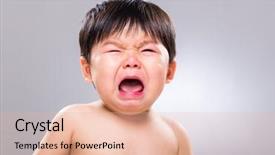  Presentation with baby crying - Slide deck consisting of crying asian baby background and a  colored foreground