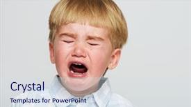  Presentation with crying baby - Cool new PPT layouts with crying baby boy in checkered backdrop and a sky blue colored foreground