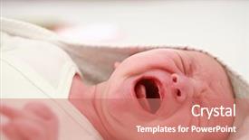  Presentation with crying baby - Slide deck featuring crying baby background and a coral colored foreground