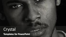  Presentation with black-man - Presentation design featuring crying black man on black background and a dark gray colored foreground