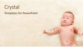 Presentation with crying baby - Beautiful slide deck featuring crying chinese baby boy backdrop and a cream colored foreground