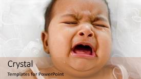  Presentation with crying baby - Presentation theme having crying indian baby girl lying background and a coral colored foreground