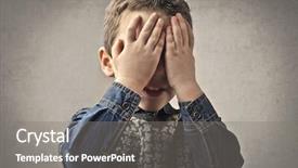 Presentation with child crime - Slides with crying kid - child hiding himself background and a  colored foreground