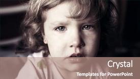  Presentation with abuse child - Colorful presentation design enhanced with crying little girl abuse child backdrop and a coral colored foreground