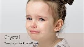  Presentation with sad girl - Slides with crying little girl upset kid sad kid portrait cute little gilr crying and does not want to go in bed at night background and a coral colored foreground