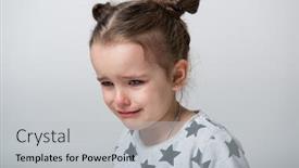  Presentation with sad girl - Presentation design with crying-little-girl-upset-kid background and a light gray colored foreground