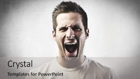  Presentation with angry - PPT theme featuring crying men - angry young man screaming background and a light gray colored foreground